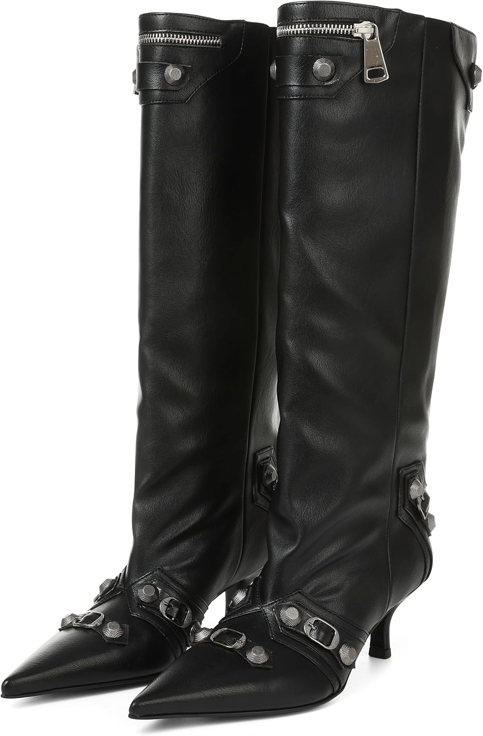 Oiamenne Knee High Boots for Women Wide Calf Boots Pointed Toe Tall Boots Kitten Heel Boots Womens Fall Winter Boots for Party Gifts Dress - Image 3