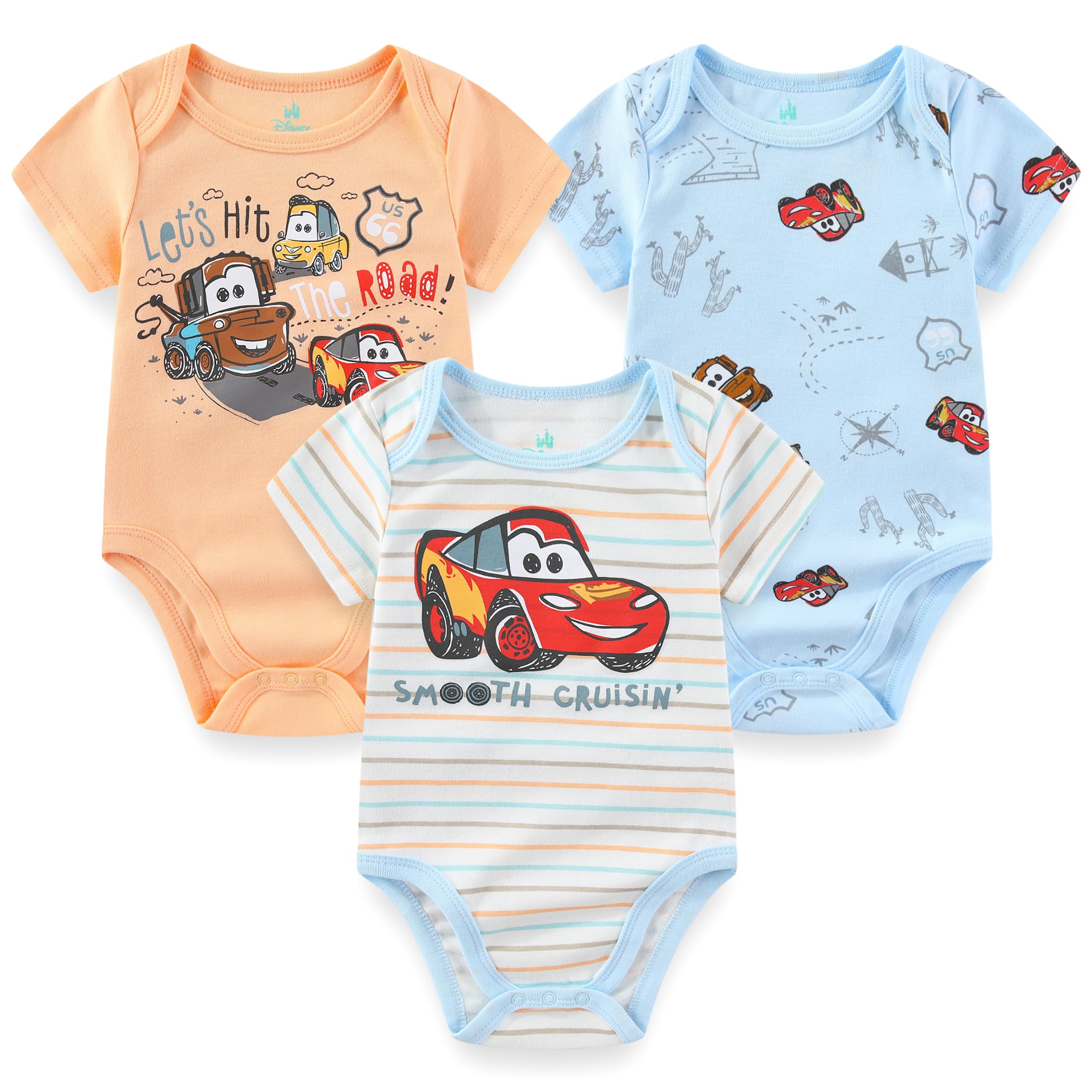 Disney Lot de 3 bodies bébé Cars
