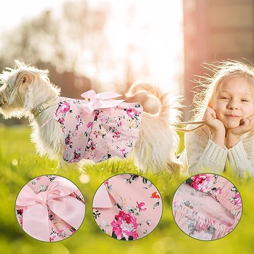 Miniatura 10 de Vestido de cachorro para perro, vestido de princesa con lazo para mascotas, vestido de princesa para cachorro, chaleco floral, falda, vestido de