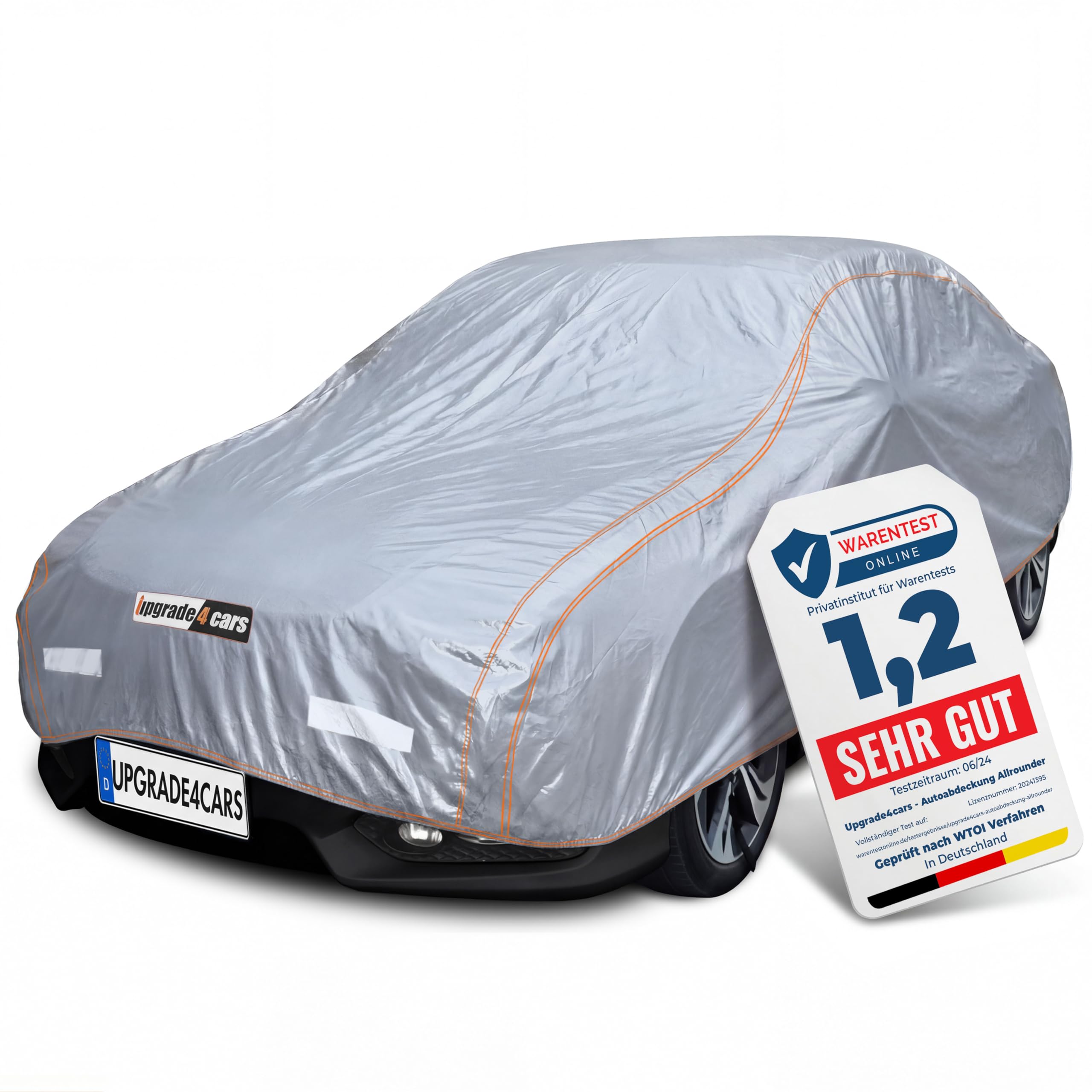 Upgrade4cars Autoabdeckung Outdoor Vollgarage Version 2026 atmungsaktiv & wasserdicht | Auto Abdeckplane Komplett für alle Jahreszeiten | Autoplane Universal Pkw - M (440x180x120 cm)