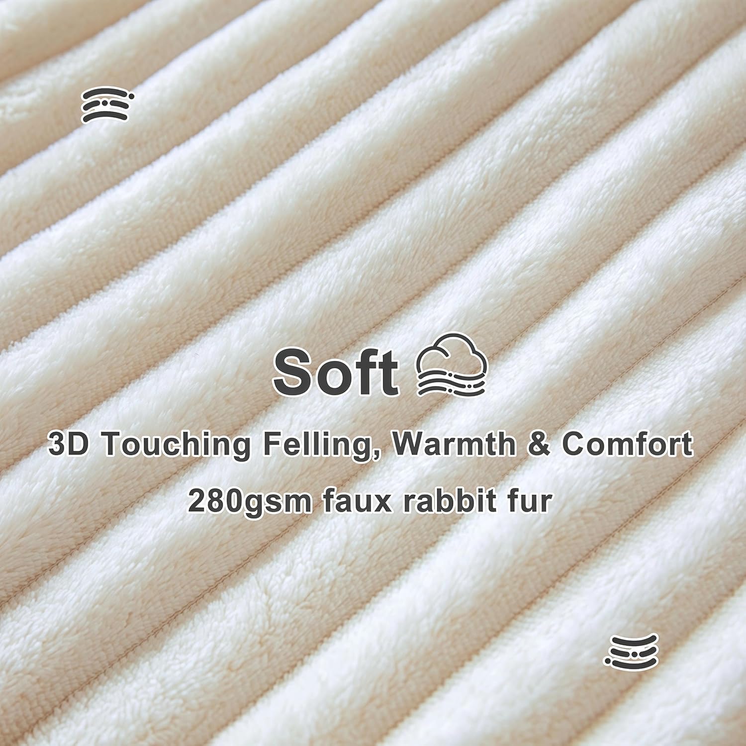 Faux Fur Throw Blanket, Lightweight Breathable Super Soft Throw for Couch, All-Season Fuzzy Plush Blanket for Sofa, Office Nap, Travel, Camping, 80"x90", White