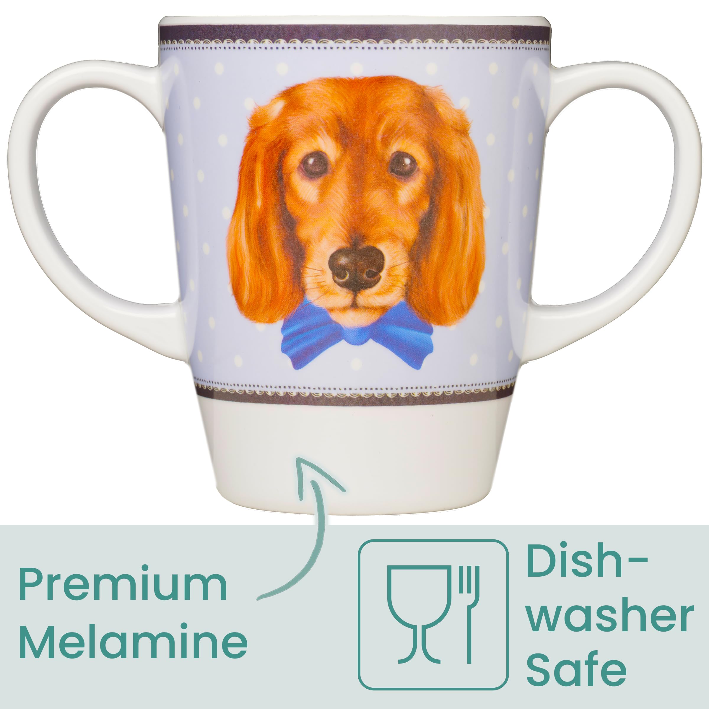 Rosa Lifestyle Two Handled Melamine Dog Mug, Lightweight 126g, 400ml/14oz Capacity - Image 4