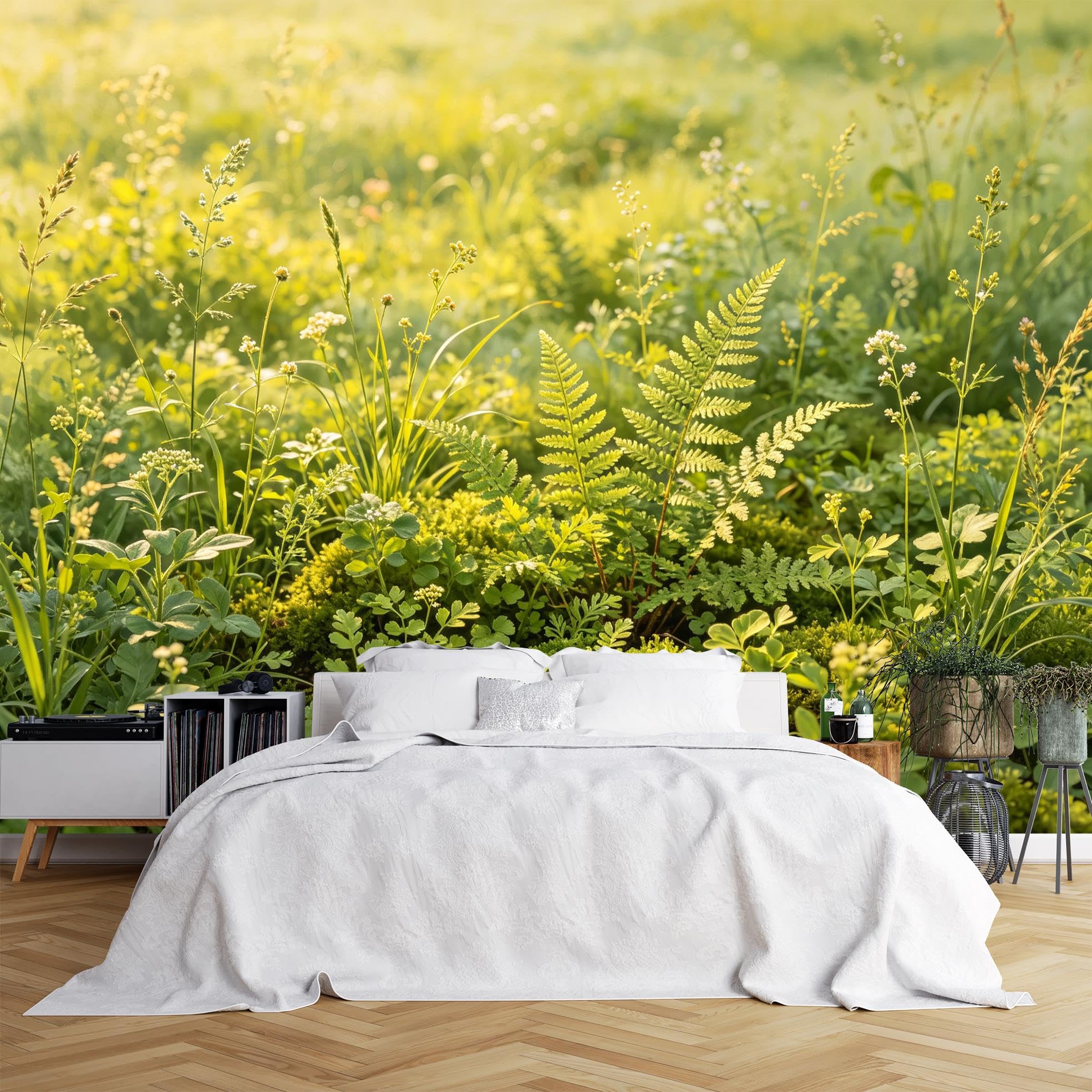Peel And Stick Wall Mural, 3D Panoramic Green Meadow Landscape Wallpaper 250X200Cm(Wxh) Removable Self-Adhesive Large Nature Wall Mural For Bedroom Living Room Home Decor Green Meadow 250X200Cm(Wxh)