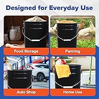 Vista 7 de ePackageSupply Cubo de 5 Galones con Tapa Hermética Fabricado en EE. UU. Grado Alimenticio Plástico Premium HPDE Resistente Cubo Multiusos