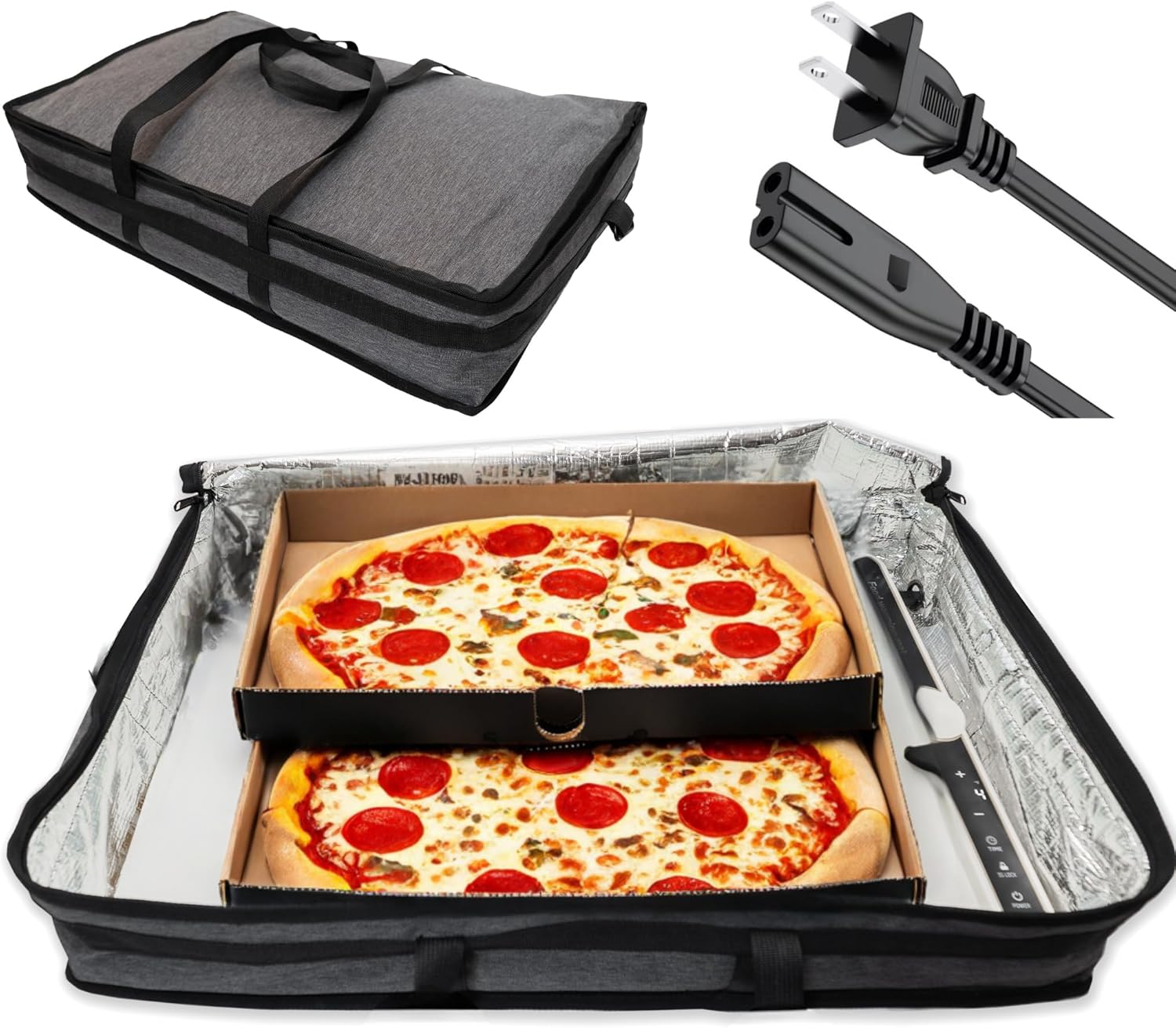 Heated Pizza Casserole Dish Carrier Bag, 120V Electric Heated, Insulated Pizza Food Bag, Pizza Delivery Bags for Hot Food Large Reusable (Delivery Bag + Heating Pad) (23"x15"x5")
