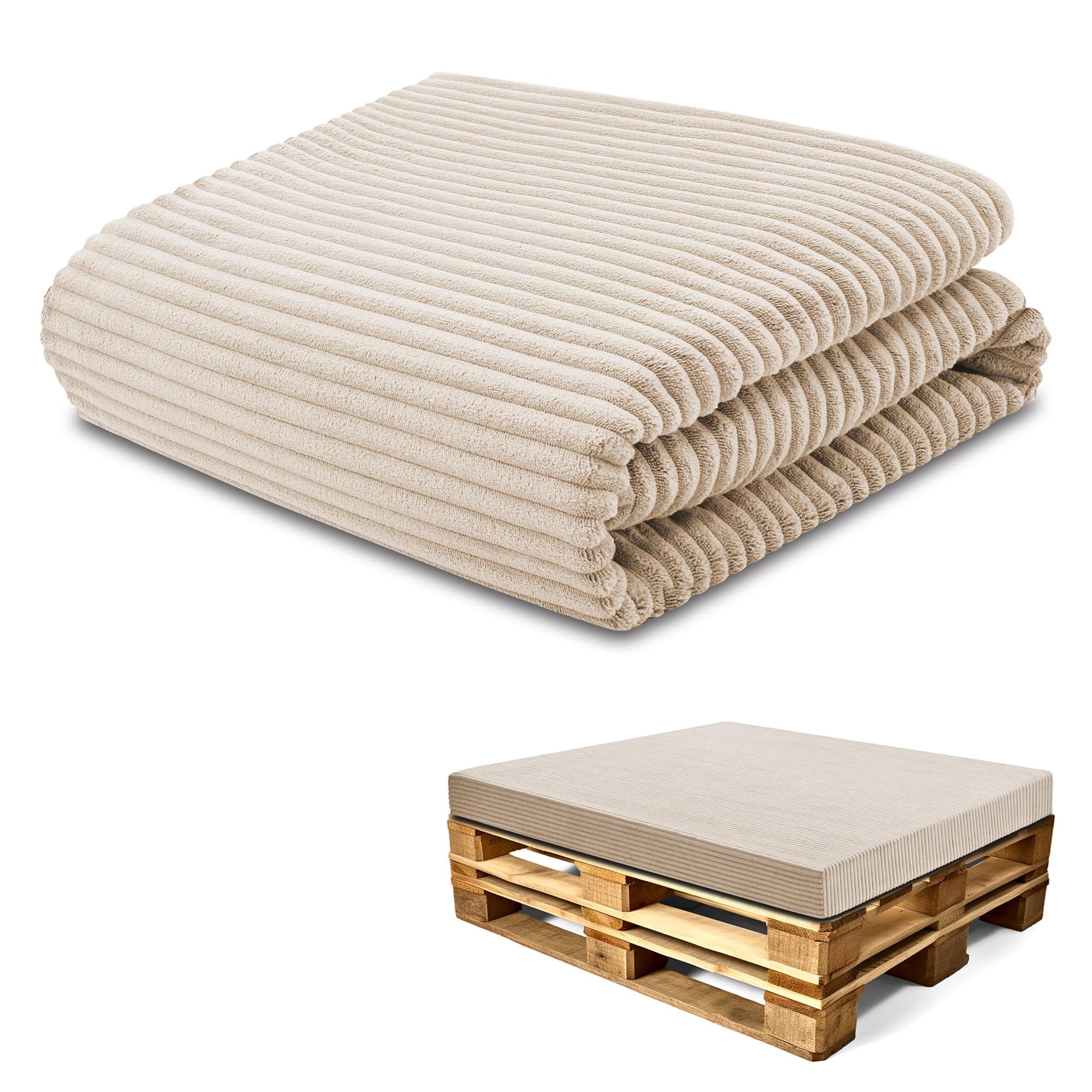 Amazinggirl Housse pour Coussin de Palette en Carton Mousse, Coussin compensé pour Matelas de Sol Housse: 120x80 cm - Idéal pour Meubles et Lits en palettes Oeko-Tex Beige Lincoln