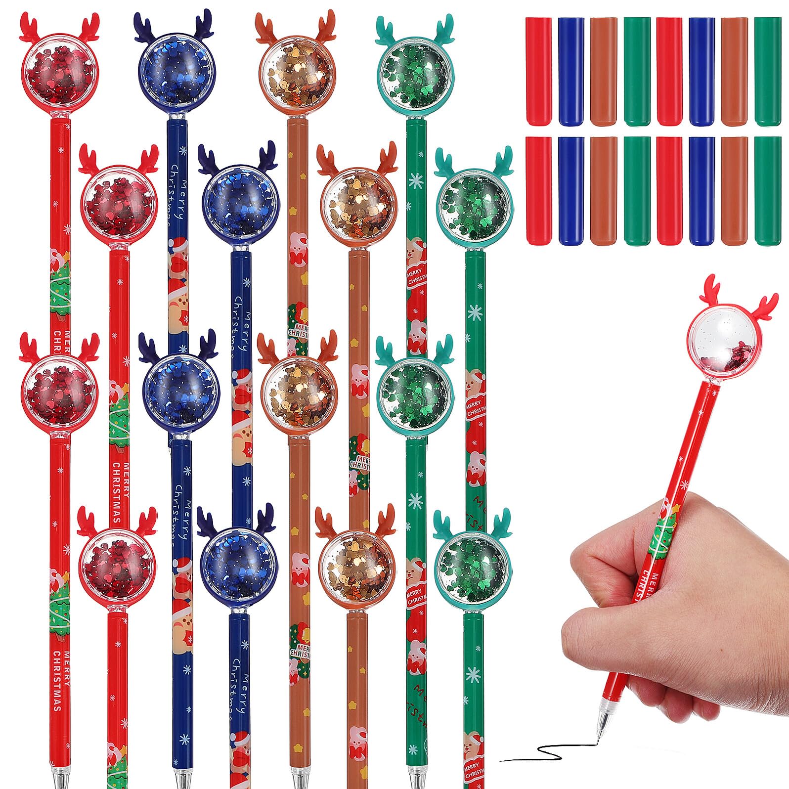 NUOBESTY Bolígrafos de Gel Temática Navideña Pack de 36 Bolígrafos de Tinta 4 Colores Azul Rojo Verde Marrón Punta Fina y Firmas Ideales para Oficina y Fiestas