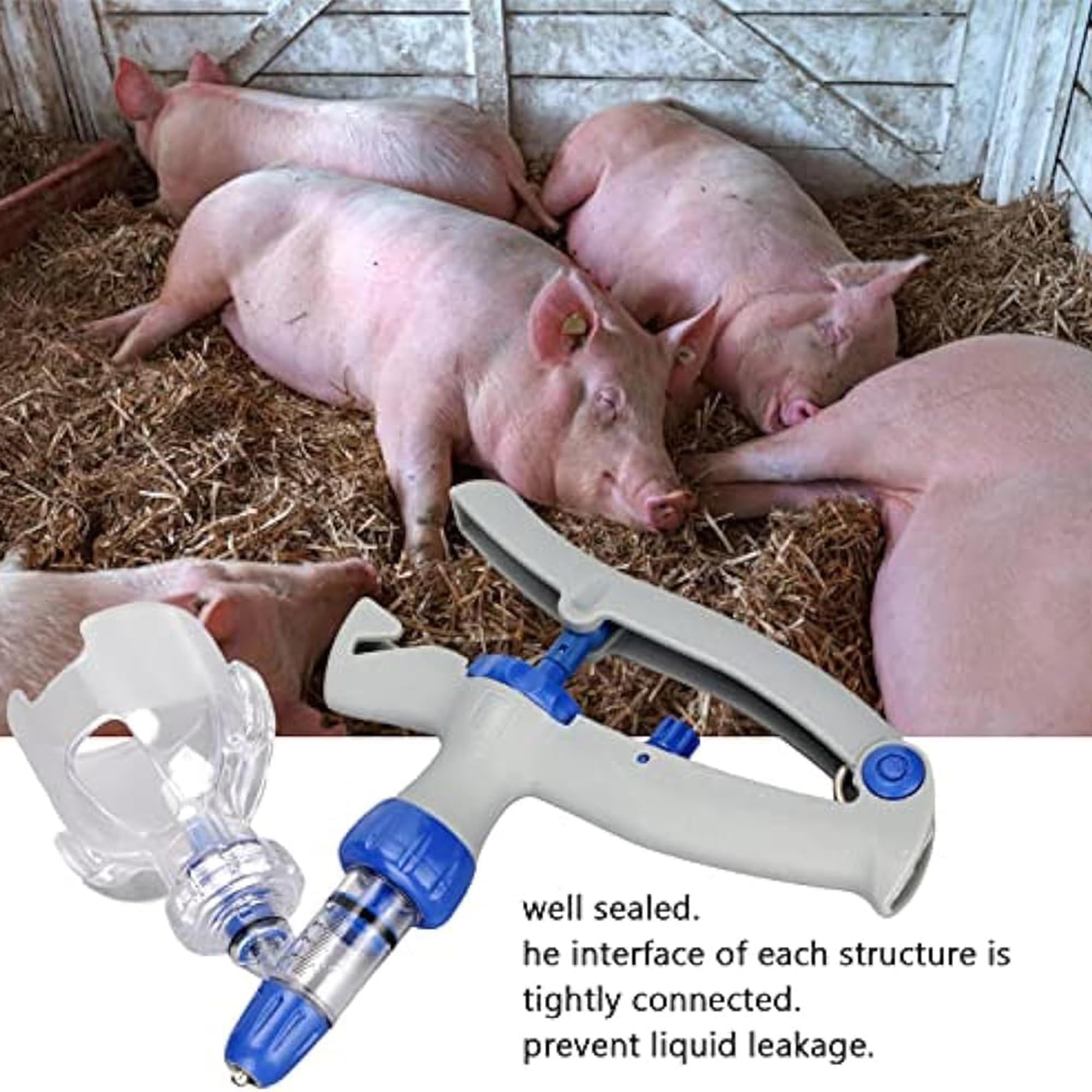 Siringa per bestiame in acciaio inox per iniezioni e vaccinazioni precise, regolabile per bovini, capre, maiali e altro ancora