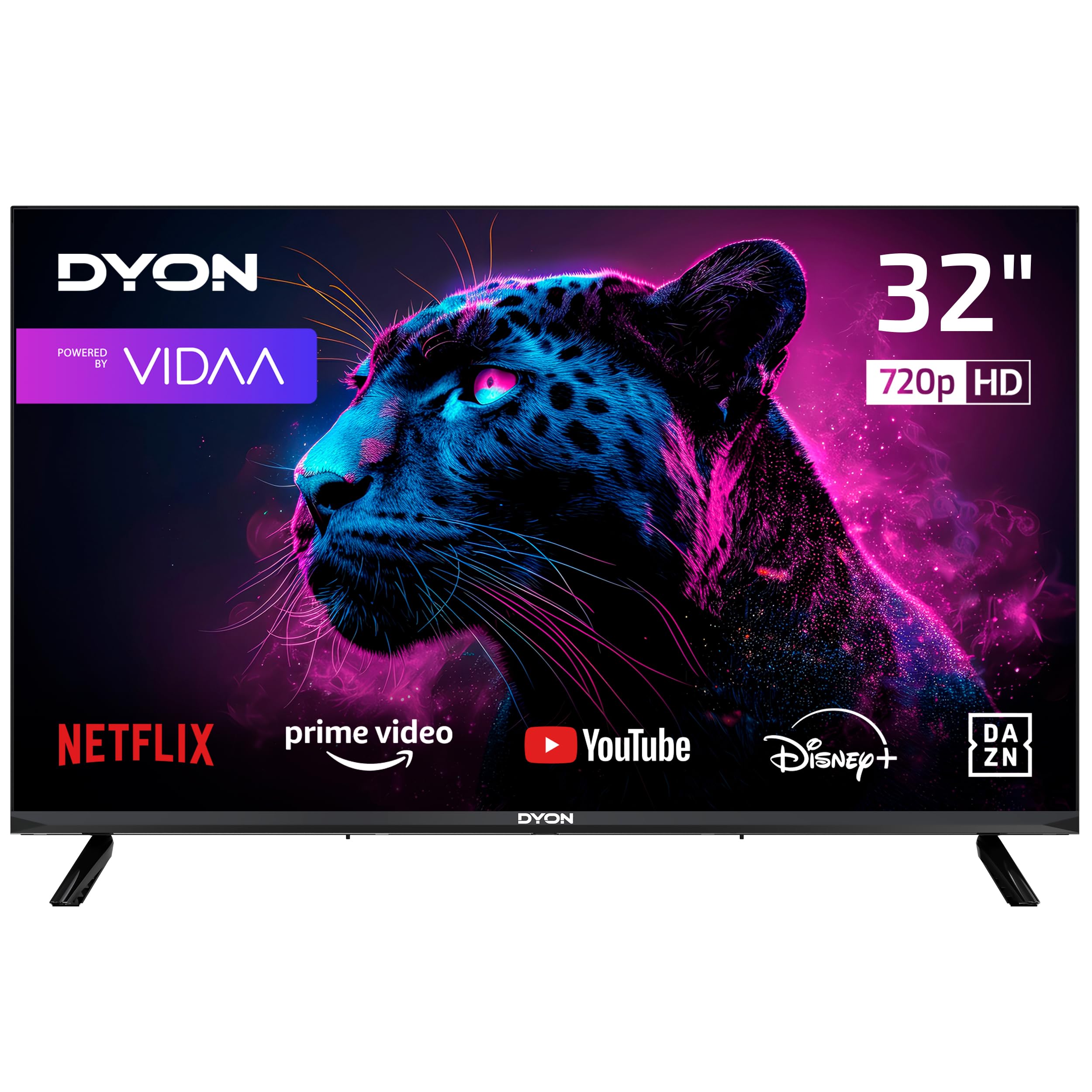 DYON Movie Smart 32 VX - 32 Zoll 80 cm Smart TV mit HD Triple Tuner (DVB-C/-S2/-T2), App Store, Prime Video, Netflix, YouTube, DAZN, Disney+, waipu.tv, Hotelmodus