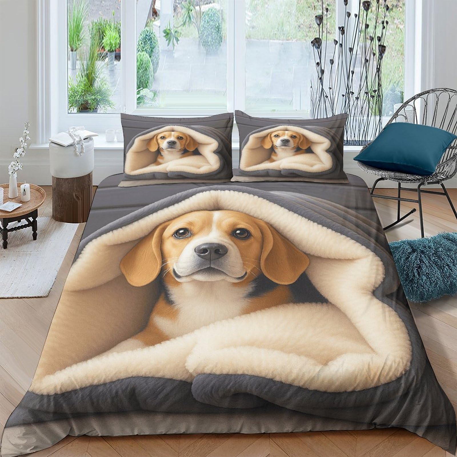Ctjqhvkz Style-6 3D Printed Beagle Dog Pattern Fitted Sheet Microfiber Soft Breathable Blanket Theme Bed Cover For Bedroom Dorm Decor Single（135X200cm）