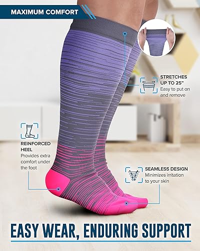Miniatura 3 de Doctor's Select 3 pares de calcetines de compresión de talla grande pantorrilla ancha hasta 6XL 20-30 mmHg calcetines de compresión para mujer