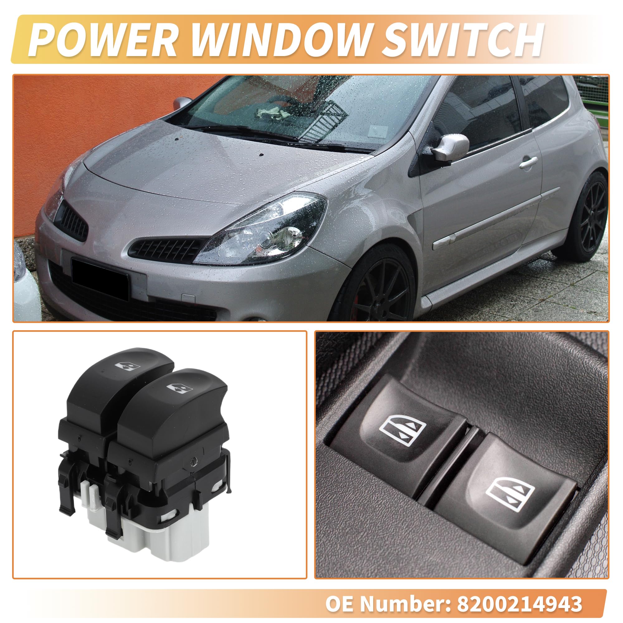 A ABSOPRO Elektryczny przełącznik do podnośników szyb z przodu po lewej stronie kierowcy do Renault Clio 3 Modus Grand Modus nr 8200214943 przełącznik sterowania oknem