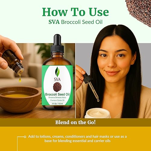 Miniatura 6 de SVA Aceite de semilla de brócoli  4 onzas líquidas  Aceite de brócoli prensado en frío 100% natural  para cara, cuidado de la piel, cuidado del