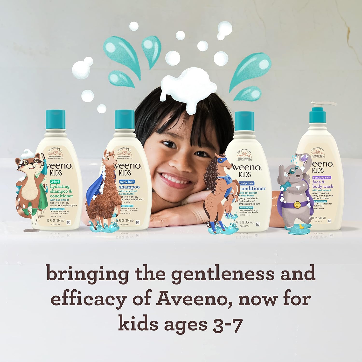 Aveeno Kids Curly Hair Shampoo with Oat Extract & Shea Butter, Gently Cleanses, Nourishes, & Hydrates Curly Hair, Tear-Free & Suitable for Sensitive Skin & Scalp, Hypoallergenic, 12 fl. Oz : Beauty & Personal Care