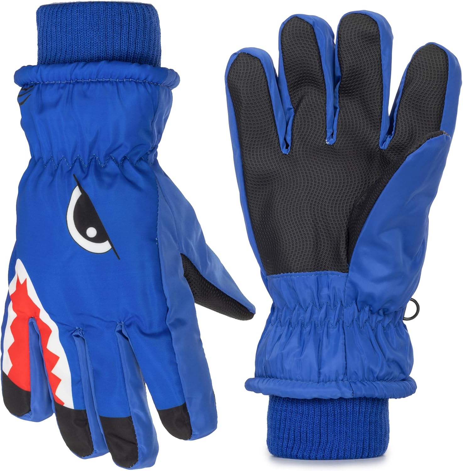Winter Shark Gloves for Kids Boys Thermal Windproof Warm Ski Gloves for Cold Weather Outdoor(for 7-14Yrs)
