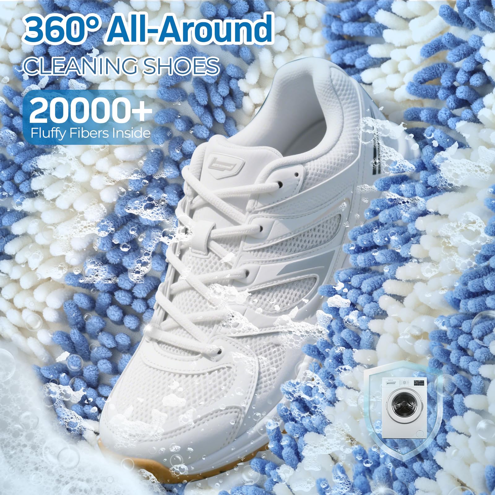 BoriYa Sacchetti Scarpe Lavatrice -2025 Nuovo Aggiornamento Sacchetto per Lavare Scarpe in Lavatrice 2 pezzi,Microfibra Pulizia a 360° Sacca Lavascarpe con Zip di Bloccaggio per Scarpa Ciclismo Calcio