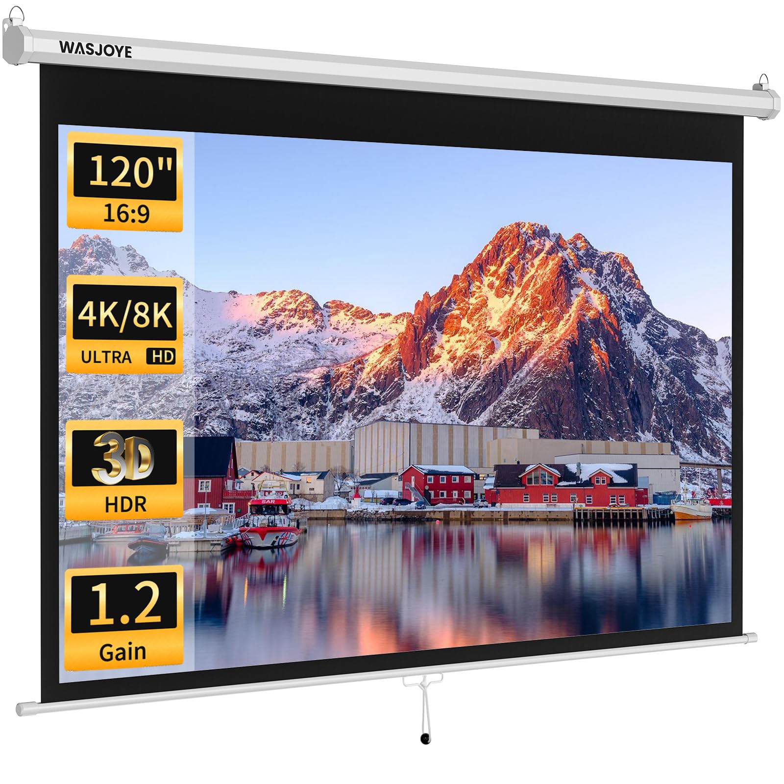 120" Écran de Projection Manuel, Projector Screen Enroulable-278*9.4*8cm