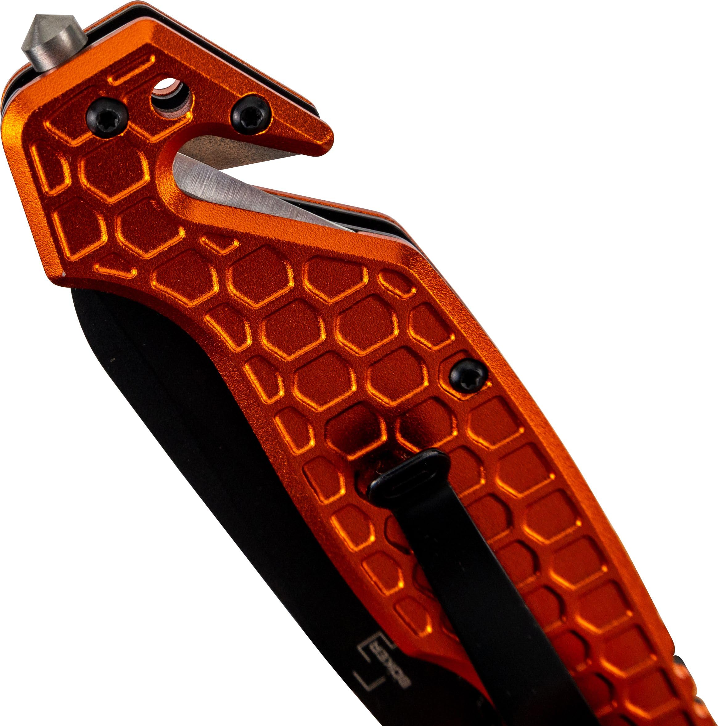 Dönges Rettungsmesser Kugelgelagert | Feuerwehrmesser mit Gurtschneider & Glasbrecher | Rescuemesser mit Gürtelclip Ideal für Outdoor, Notfälle, Feuerwehr, Camping & Survival