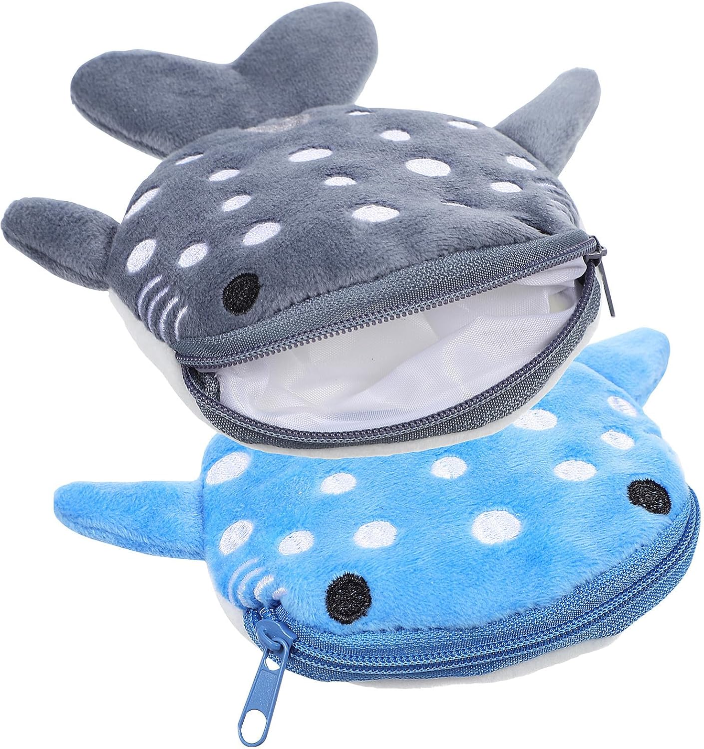 2 Pack Shark Plush Coin Purses for Girls and Boys