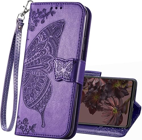 Funda tipo cartera para Google Pixel 8, funda protectora de piel sintética con tapa para teléfono, correa para la muñeca, ranuras para tarjetas,