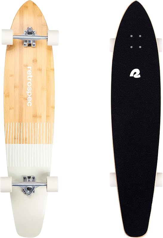 Retrospec Zed Pintail & Cruiser Longboard Adult Skateboard - 44in Bamboo & Canadian Maple Deck with ABEC-7 Bearings, 70mm PU Wheels for Commuting & Carving