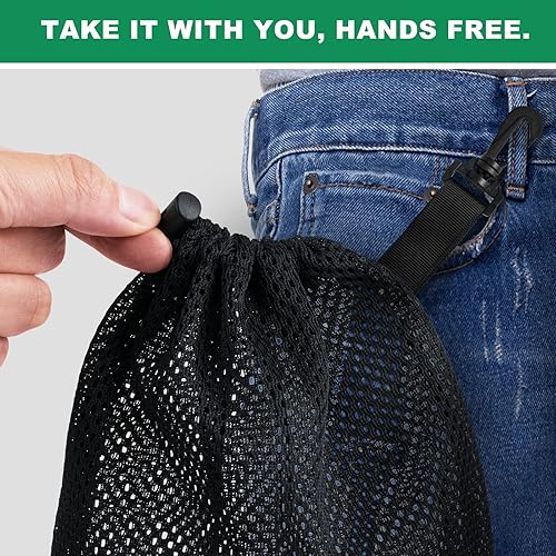 Miniatura 3 de Riuog 10 bolsas de malla con clips, bolsas de almacenamiento de nailon portátiles para juguetes, almacenamiento deportivo, actividades al aire