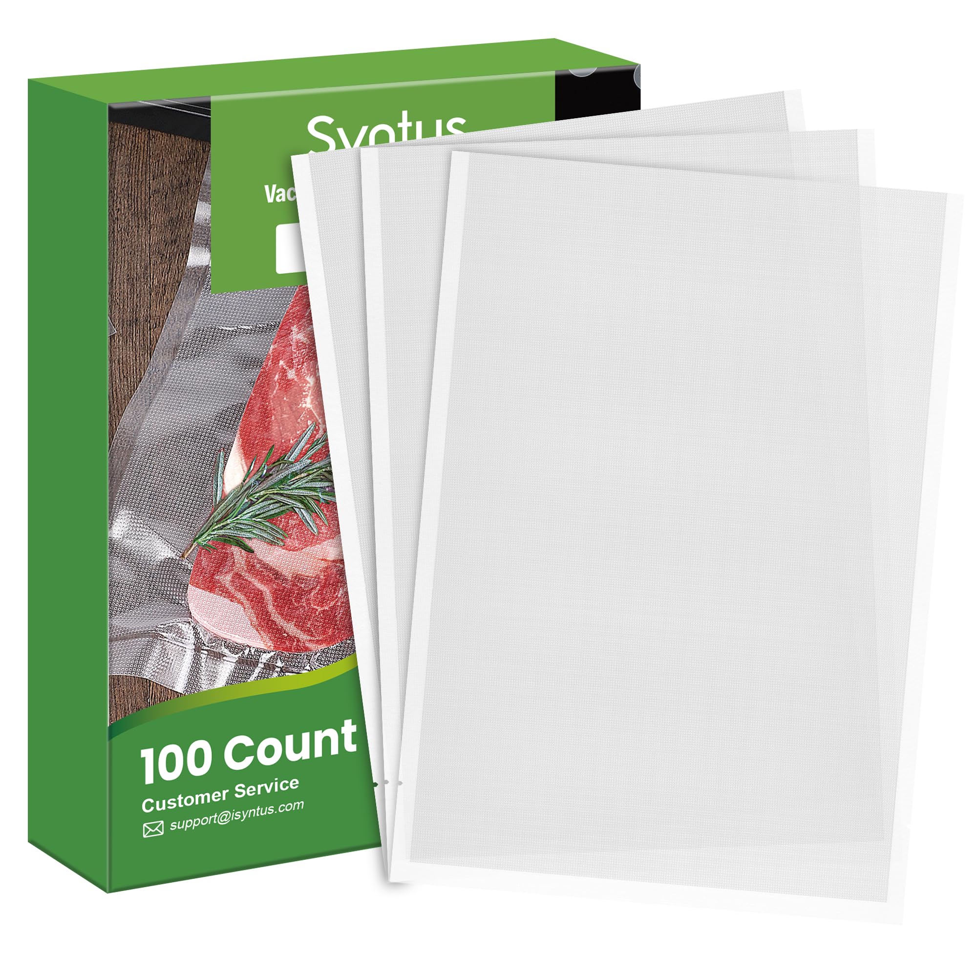 Syntus 100 Count Vacuum Sealer Bags Gallon 11 x 16 inch for Seal a Meal, Commercial Grade BPA Free Heavy Duty Precut Seal Bags, Food Vac Bags for Storage, Meal Prep or Sous Vide