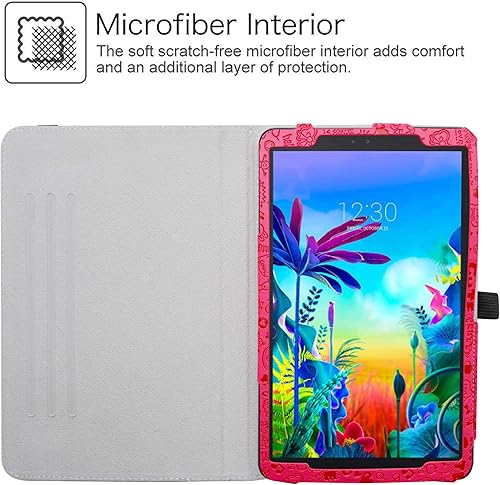Miniatura 4 de Funda giratoria compatible con LG G Pad 5, soporte de rotación de 360 grados, piel sintética con bonito patrón para tablet LG G Pad 5 10.1 T600 de