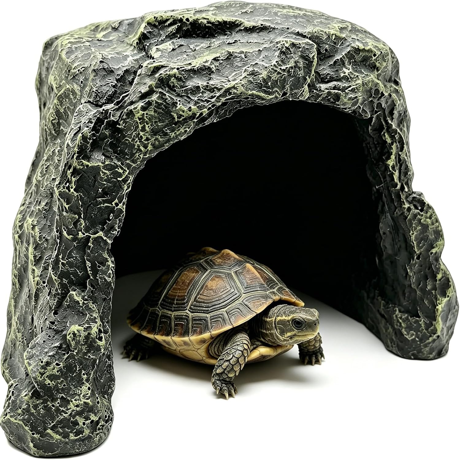 Reptile Rock Hide Cave Tortoise Hideout Turtle Basking Rock Snake Hide Habitat for Amphibian Lizard Fish Bearded Dragon Leopard Gecko