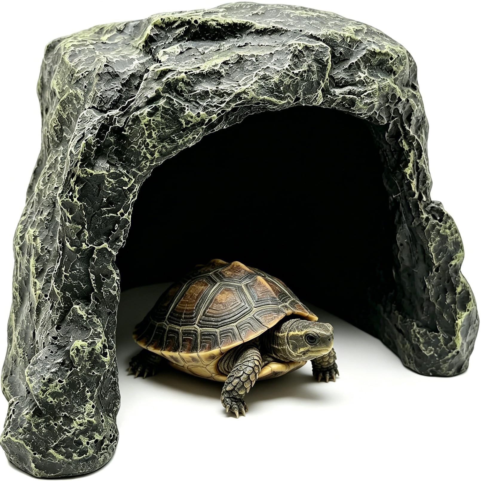 Tfwadmx Cueva de reptiles de la roca del escondite de la roca del hábitat de la decoración del acuario pequeño escondite de la tortuga para lagartos, tortugas, reptiles, anfibios, peces