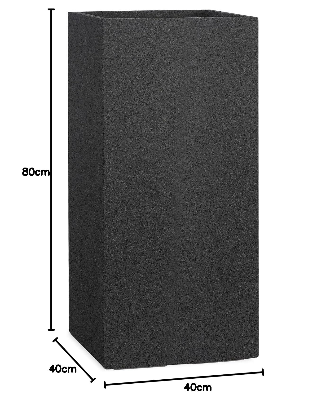 Pflanzwerk® Doniczka Tower Granit antracyt 80 x 40 x 40 cm *odporna na mróz donica na kwiaty * *ochrona przed promieniowaniem UV * * * towar wysokiej jakości *