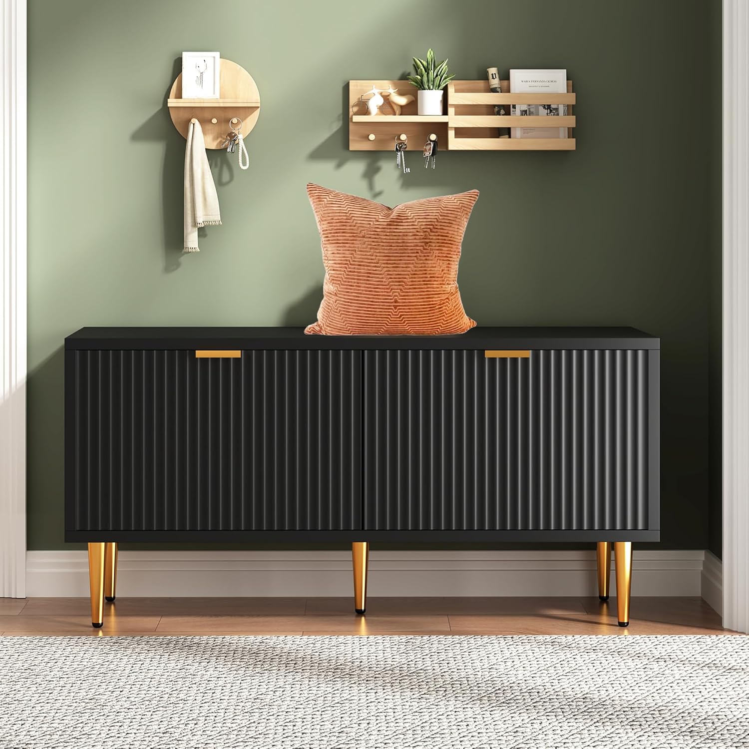 IDEALHOUSE Shoe Storage Bench, 42" Wooden Storage Chest, Loads 300 lb, Easy Assembly, Storage Ottoman Bench for Entryway Bedroom Living Room, White