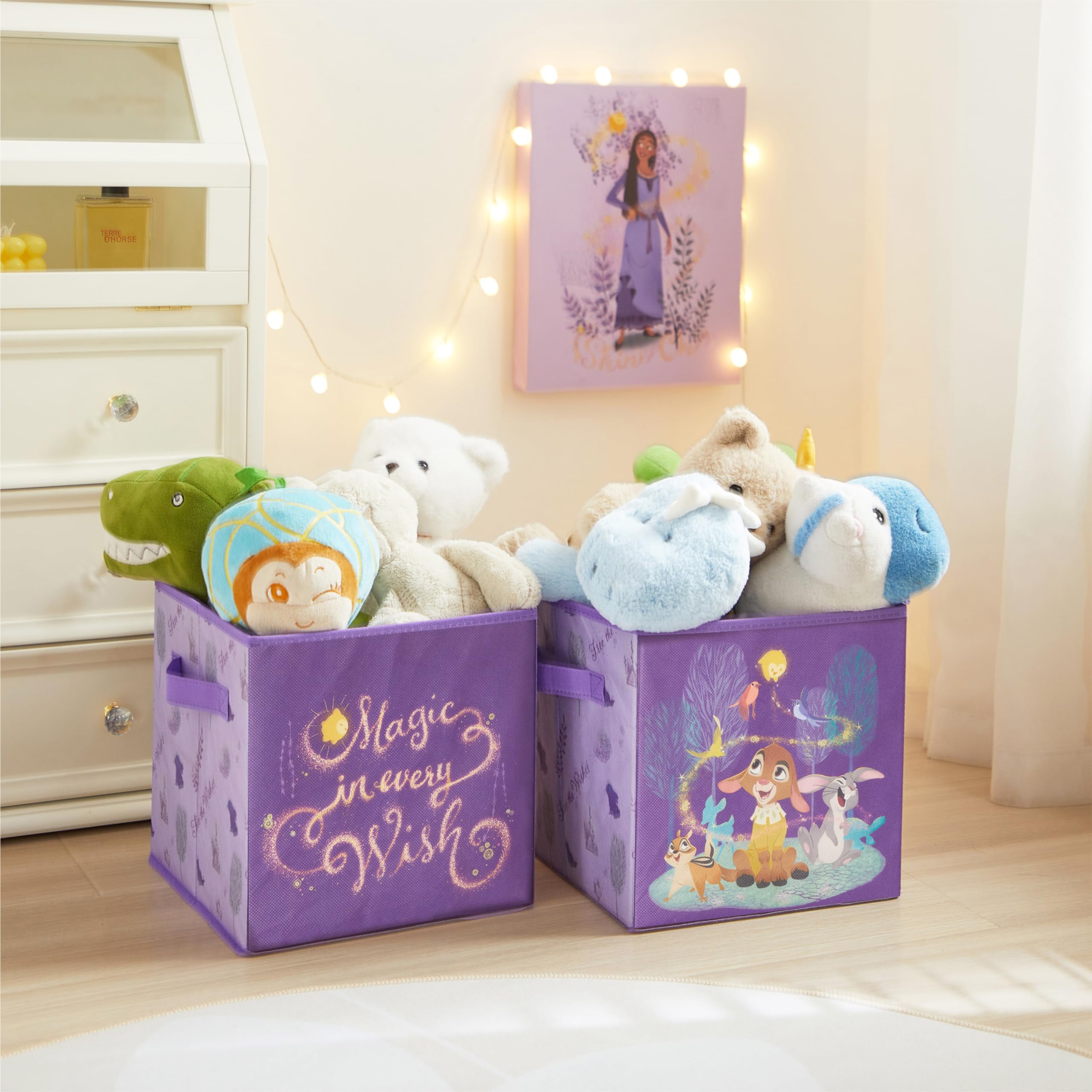 Disney Wish Set of Two Spacious Collapsible Storage Cubes, 10"x10"