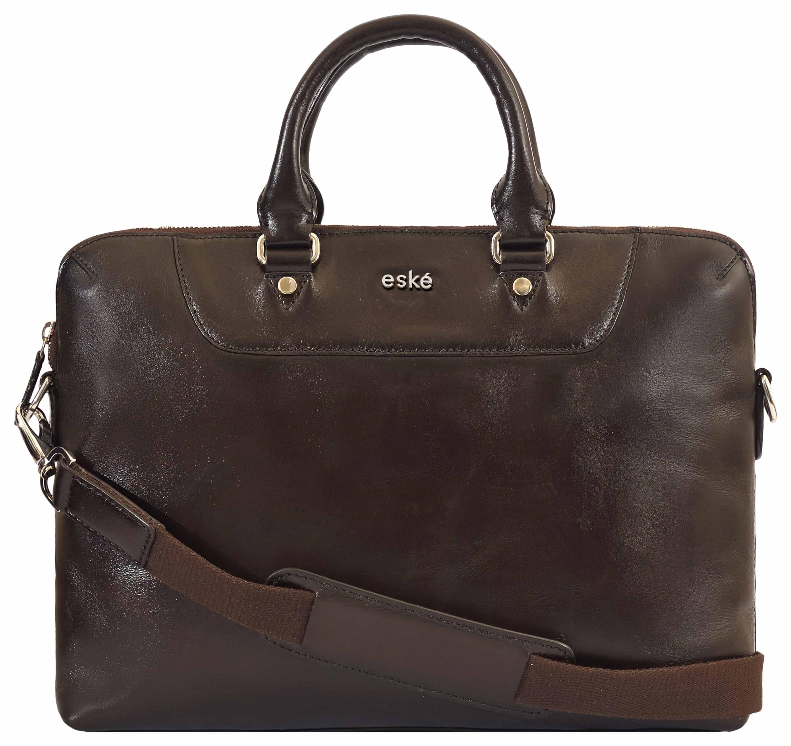 eske Snowel Genuine Leather Formal/Travel Unisex Briefcase, Fits Upto 14" Laptop