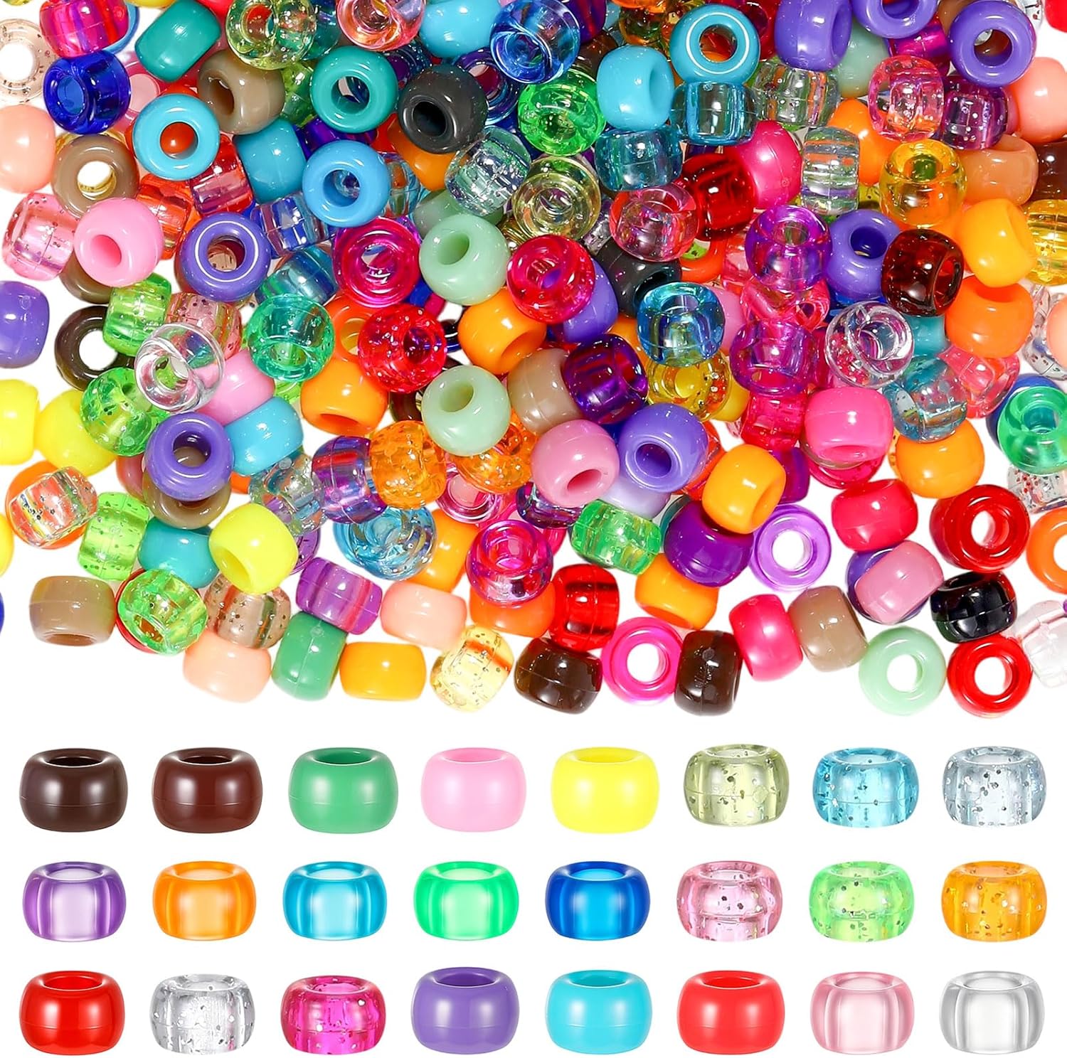 21000 Pcs Pony Beads Bulk 6 x 9 mm Plastic Kandi Beads for Bracelet for Multicolor Craft Making Rainbow Necklace Jewelry Key Chain DIY Braids (72 Colors,Bright)
