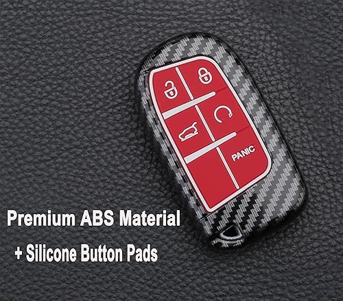Miniatura 9 de Funda para llavero para Jeep Grand Cherokee Renegade Chrysler 200 300 Dodge RAM Durango Charger Challenger Journey Dart Fiat 5 botones sin llave,