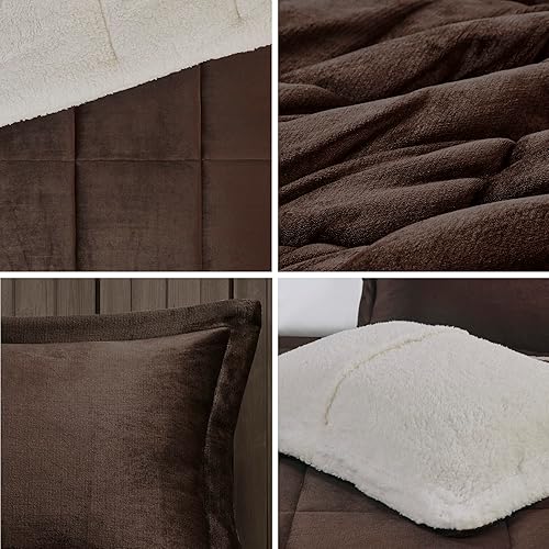 Miniatura 12 de Woolrich Juego de edredón reversible ultrasuave de felpa a sherpa, alternativa al plumón, ropa de cama cálida de invierno para clima frío, con funda