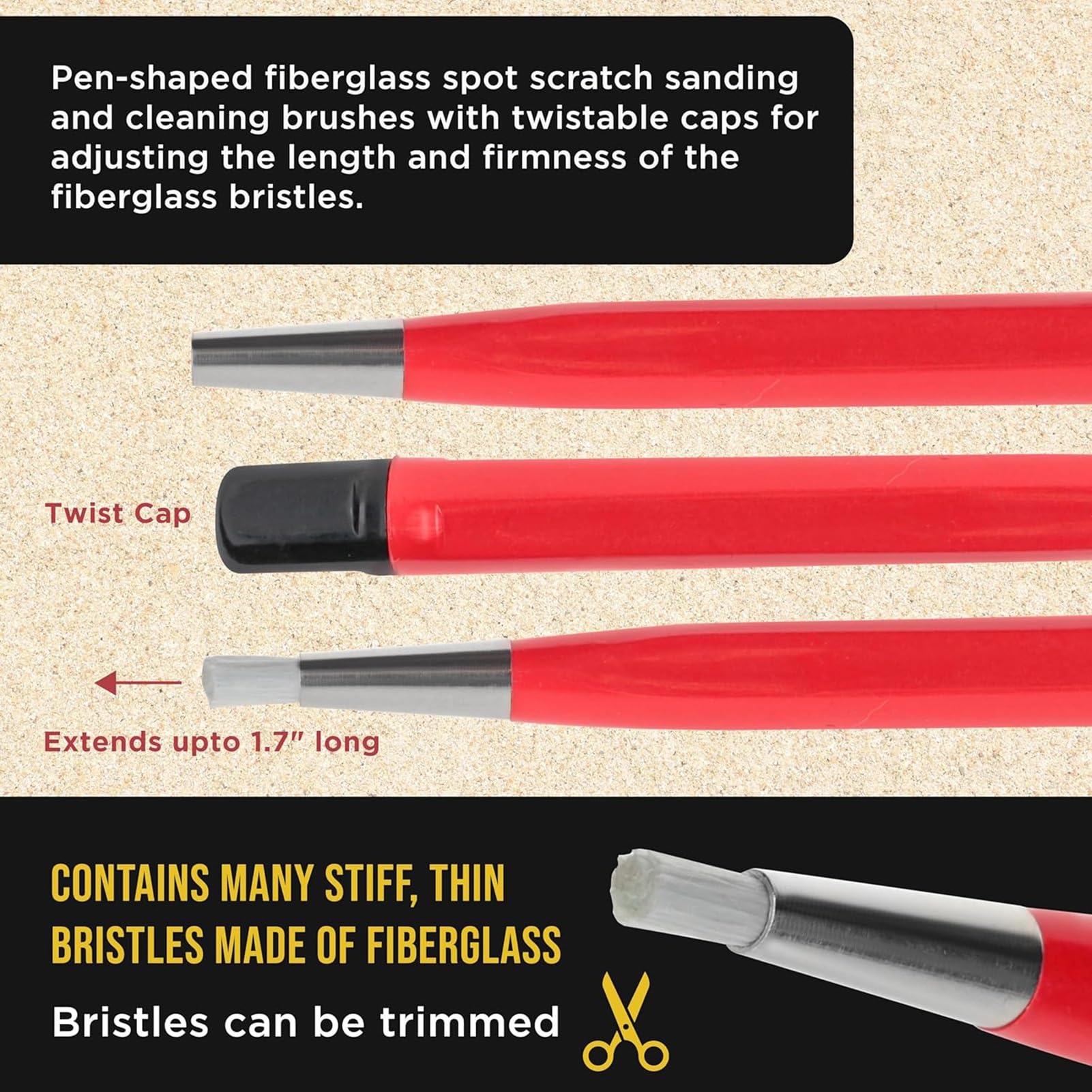 Lot de 10 stylos brosses en Fibre de Verre pour éliminer Les Rayures, brosses de Polissage en Microfibre et Stylo correcteur de Rayures pour Le Polissage des bagues
