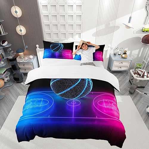 Miniatura 9 de Funda de edredón de sóftbol tamaño Queen para niños y niñas, juego de ropa de cama de color amarillo degradado, funda de edredón para juegos Camping