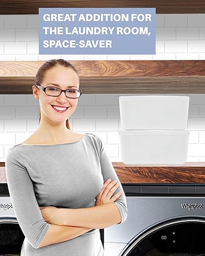 Miniatura 3 de Skywin Contenedor de cápsula de lavandería con tapa deslizante (blanco)  Paquete de 2 recipientes de almacenamiento de cápsulas de lavandería para