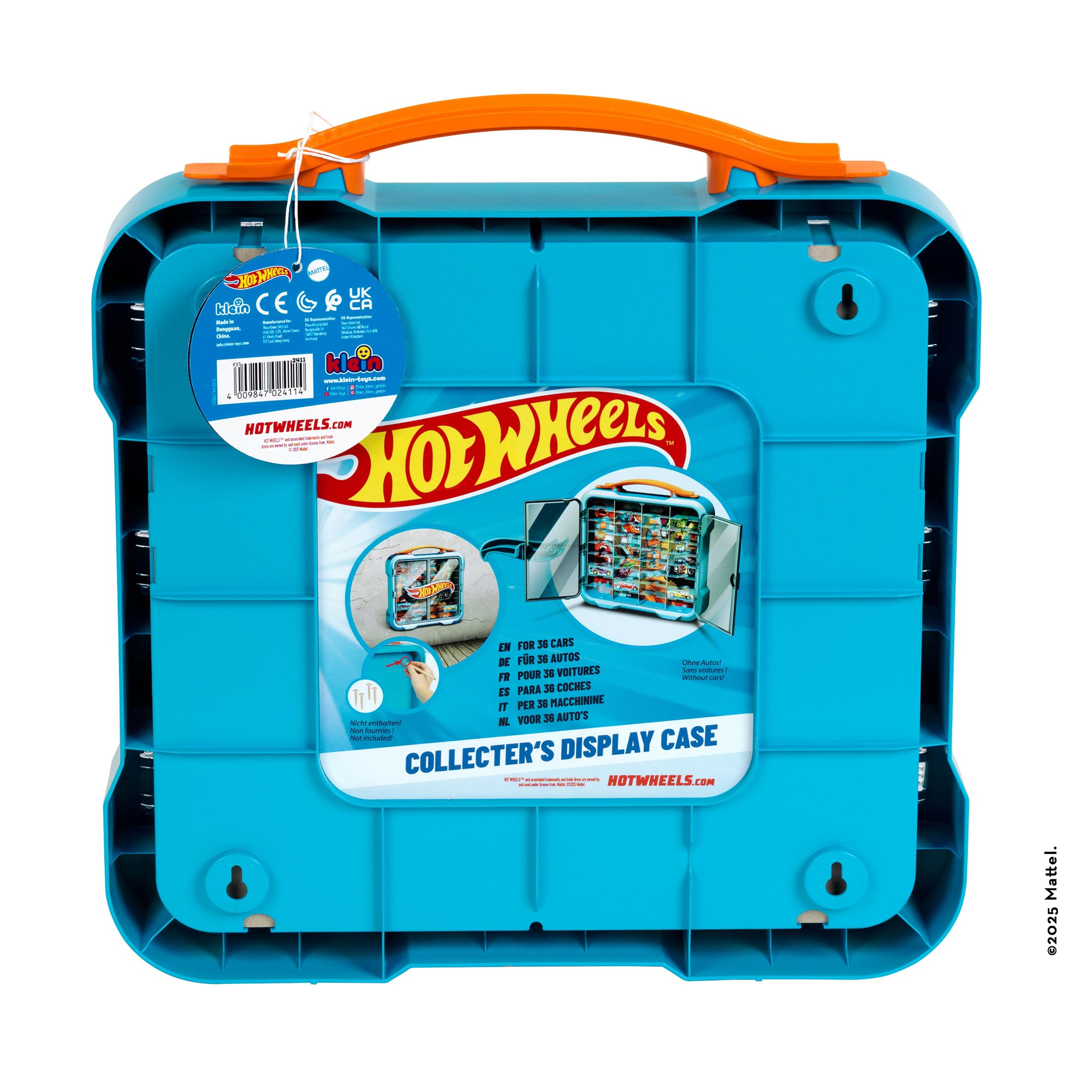 Theo Klein 2411 Hot Wheels Vitrine de Collection, Rangement Cool avec lumière, Fixation Murale et Espace pour 36 Voitures, Jouet pour Enfants à partir de 3 Ans