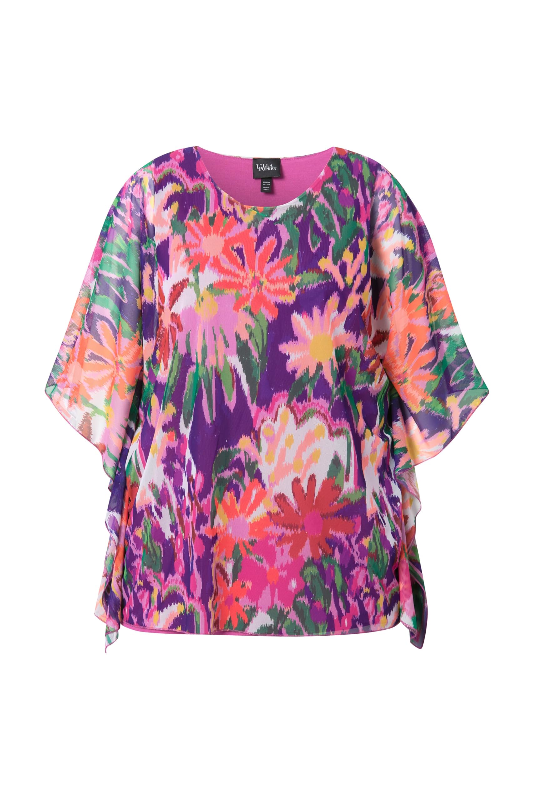 Ulla Popken Bluse, Doppellagig, Oversized, Rundhals, Halbarm Blusa, Coperta in Rete, Scollo Rotondo Donna