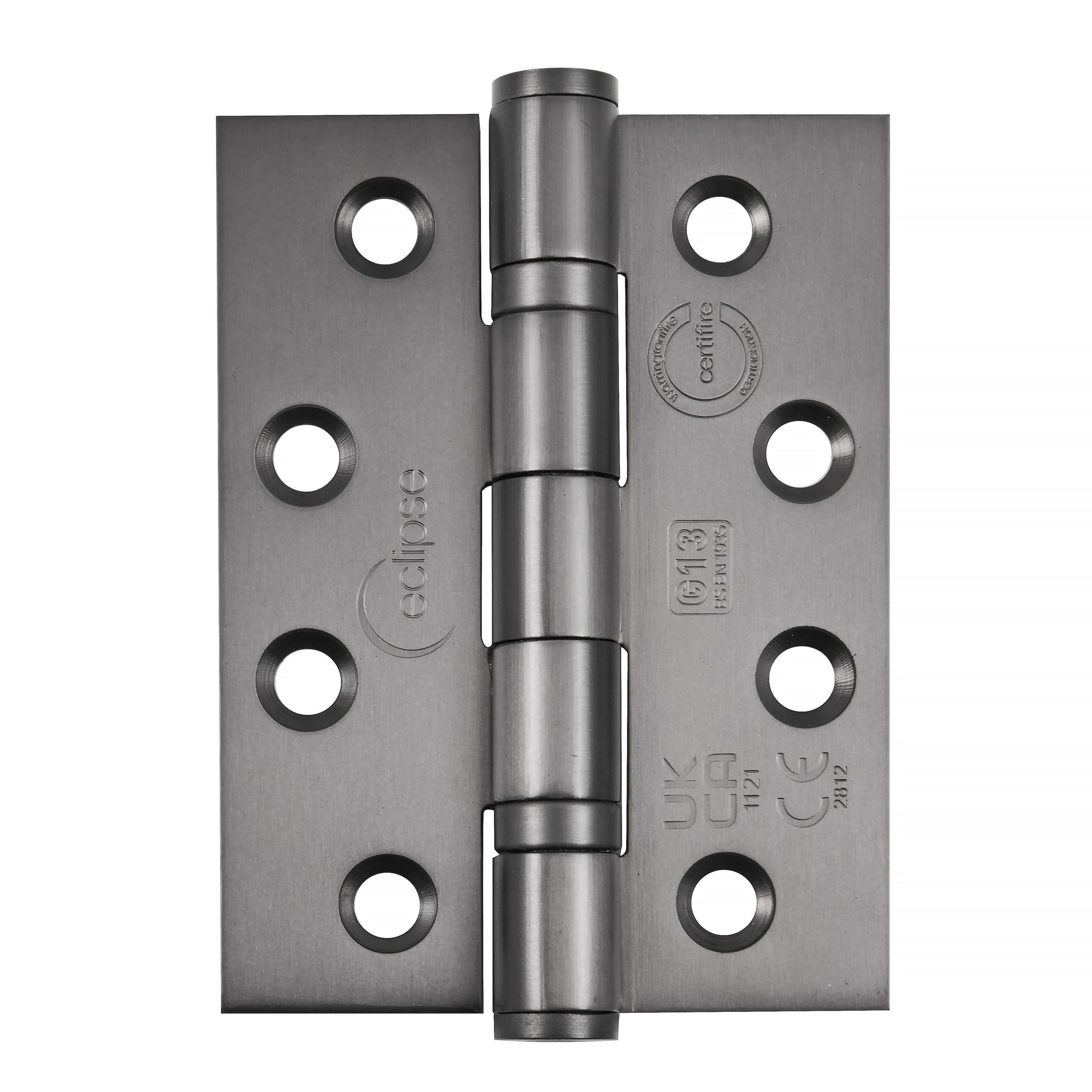 Eclipse Stainless Steel Ball Bearing Door Hinges, 4 Inch 102mm, Grade 13, Fire Rated, One Pair & Screws (Dark Bronze)