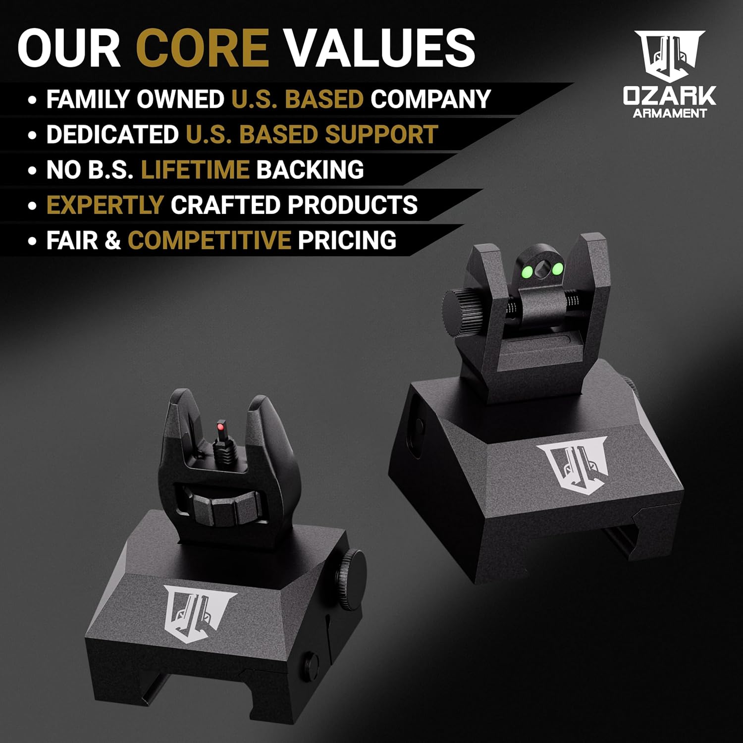 OZARK ARMAMENT Flip Up Iron Sights - BUIS Flip Up Sights Rail Mounted - Front and Rear Sight Set