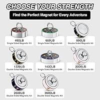Vista 6 de Kit completo de pesca con imán de 1000 libras Kit de imán de pesca de doble cara con estuche Incluye imanes de neodimio N52 fuertes, cuerda