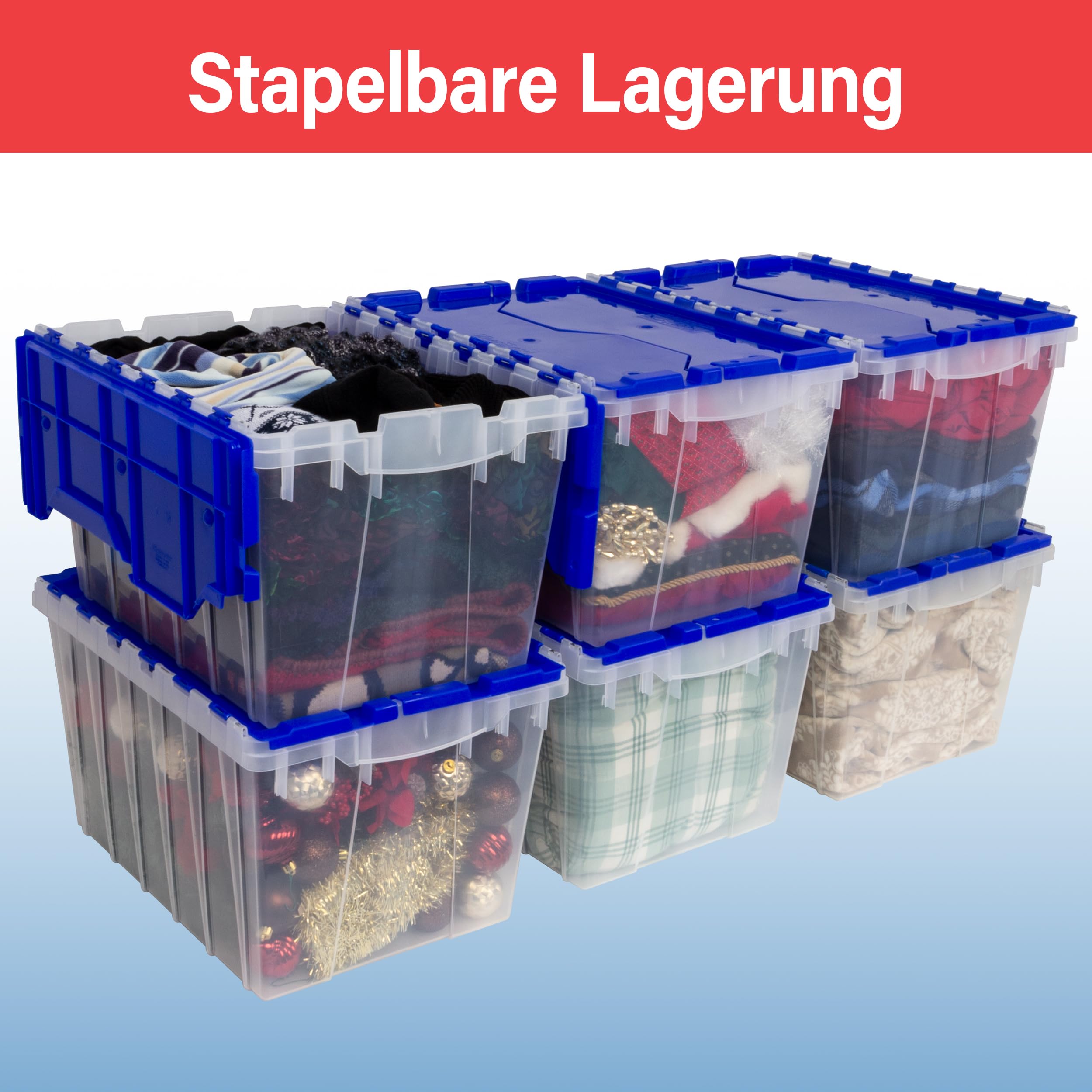 Akro-Mils 66497 Aufbewahrungsbehälter KeepBox aus Kunststoff, stapelbar, 18 Gallonen, mit aufklappbarem Deckel, 21 Zoll L x 15 Zoll B x 17 Zoll H, transparent/grün