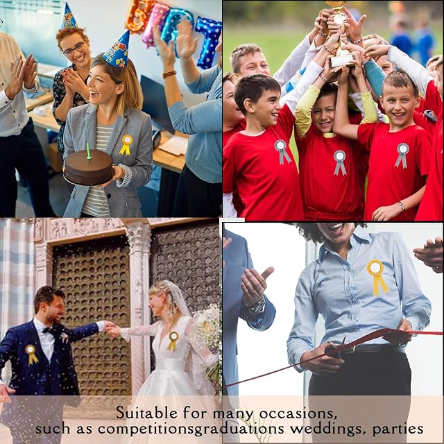 Foto 6 de 6 de PEKLLOCY Pack de 6 rosetas de caballo, perfectas para ganadores, lazos en oro