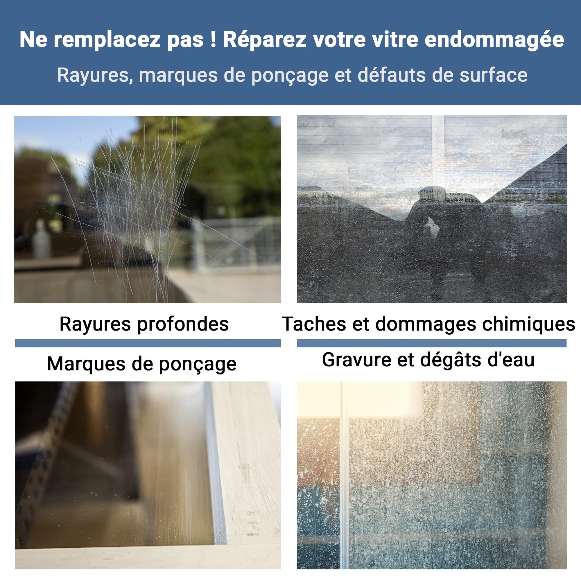 GLASS POLISH DIY Kit réparation rayures verre 75 mm – Polissage efficace avec perceuse ou polisseuse, corrige rayures profondes, élimine défauts surface, restaure clarté et brillance d’origine