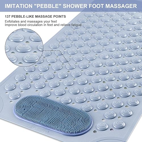 Miniatura 2 de Tapete de ducha de goma para bañera, tapete de goma antideslizante, lavable a máquina, tapete de baño de secado rápido, tapete de piedra de baño de