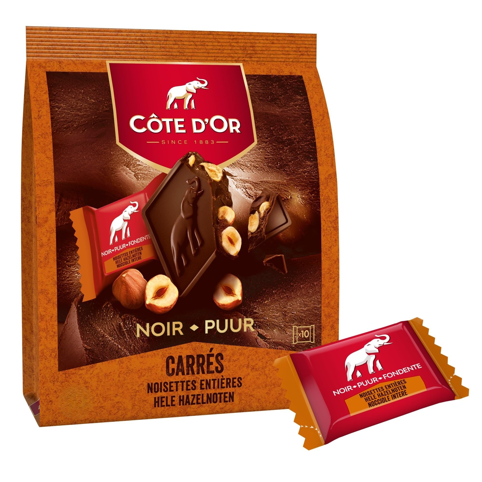 Côte d'Or - Carrés Chocolat Noir et Noisettes Entières - 3x200g